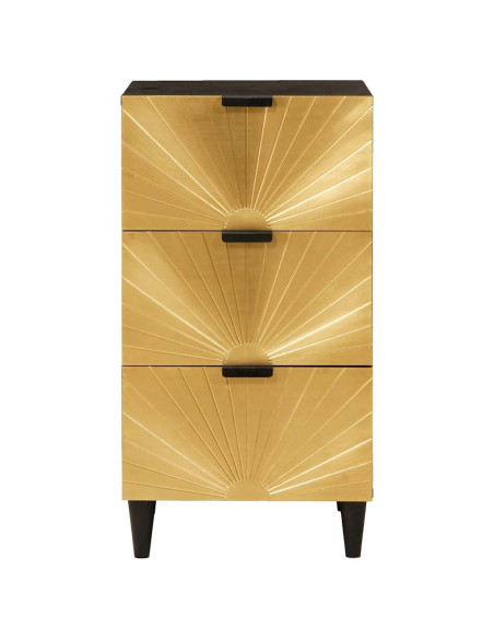Credenza Nero e Oro 40 x 33 x 75 cm legno massello di mango