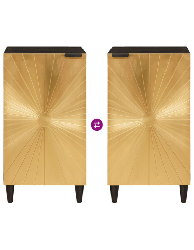 Credenza Nero e Oro 40 x 33 x 75 cm legno massello di mango