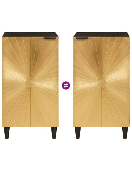 Credenza Nero e Oro 40 x 33 x 75 cm legno massello di mango