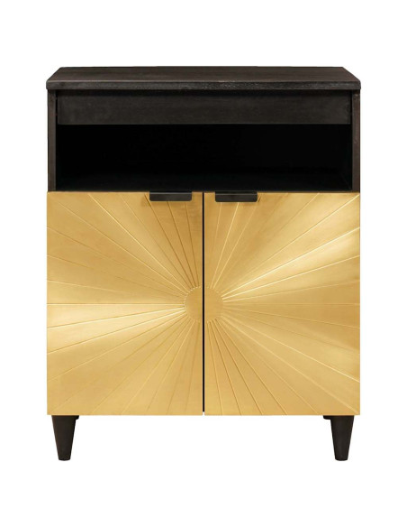 Credenza Nero e Oro 60 x 33 x 75 cm legno massello di mango