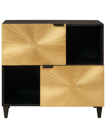 Mobile laterale con archiviazione Nero e Oro 80 x 33.5 x 75 cm