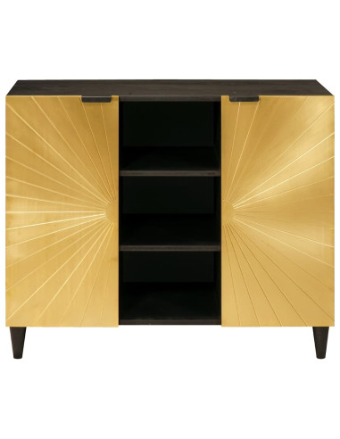 Mobile laterale con archiviazione Nero e Oro 90 x 33.5 x 75 cm