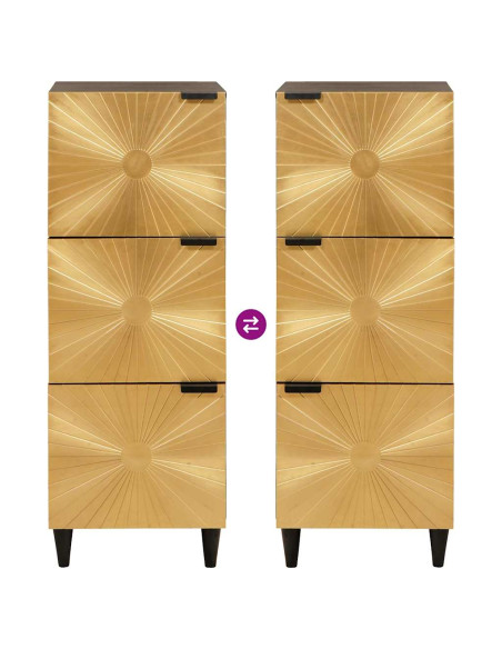 Mobile laterale con archiviazione Nero e Oro 40 x 33.5 x 110 cm