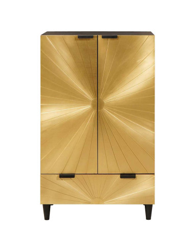 Mobile laterale con cassetto Nero e Oro 60 x 33.5 x 100 cm