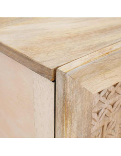 Mobile TV Bianco 105 x 33 x 46 cm legno massello di mango 2