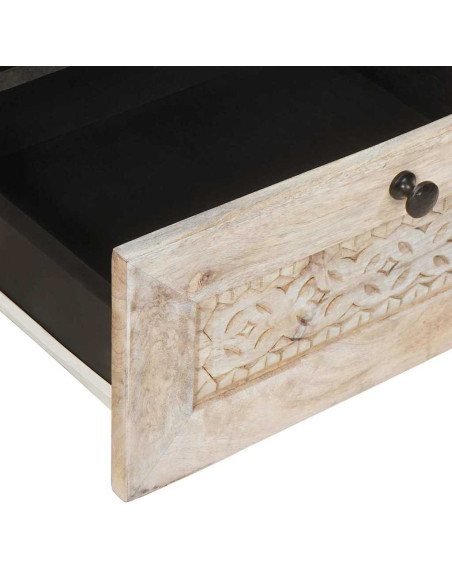 Mobile TV Bianco 105 x 33 x 46 cm legno massello di mango