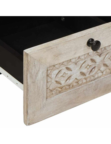 Mobile TV Bianco 100 x 33 x 46 cm legno massello di mango