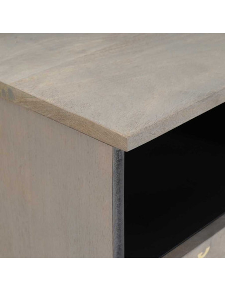 Mobile TV con lo scaffale Grigio e Oro Legno massello di mango