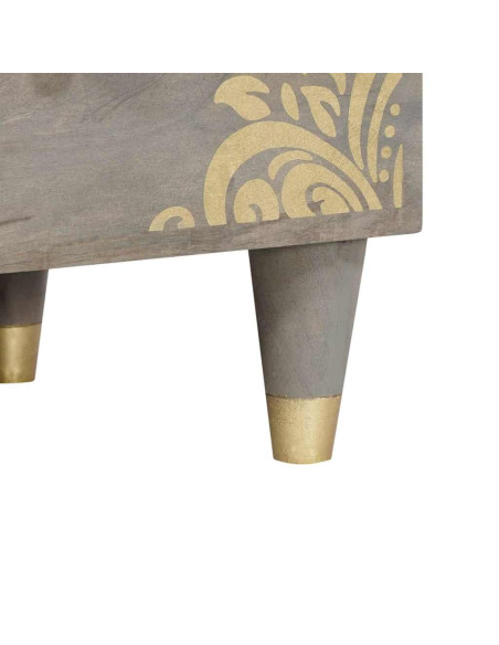 Mobile TV con lo scaffale Grigio e Oro Legno massello di mango