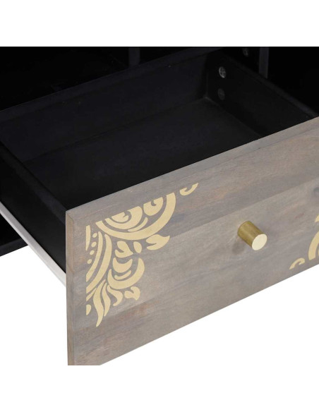 Mobile TV con cassetto Grigio e Oro 100 x 33.5 x 46 cm