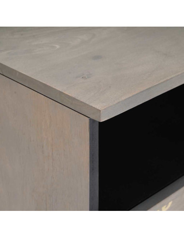 Mobile TV con cassetto Grigio e Oro 80 x 33.5 x 46 cm