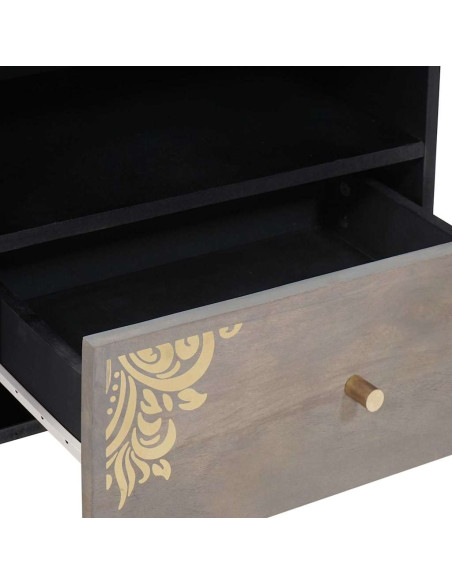 Mobile TV con cassetto Grigio e Oro 80 x 33.5 x 46 cm