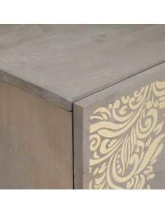 Credenza Grigio e Oro 40 x 33.5 x 75 cm Legno massello di mango 2