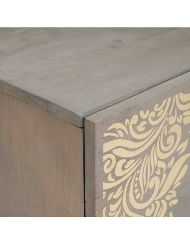 Credenza Grigio e Oro 40 x 33.5 x 75 cm Legno massello di mango