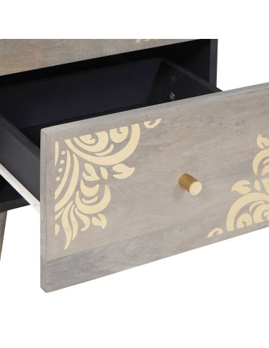 Credenza Grigio e Oro 40 x 33.5 x 75 cm Legno massello di mango