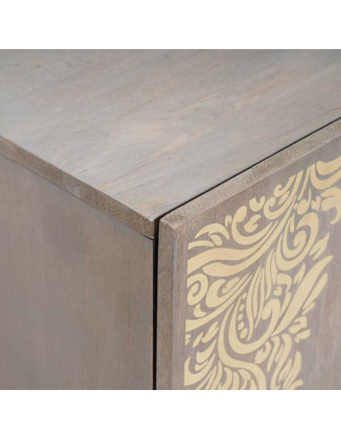 Credenza Grigio e Oro 40 x 33.5 x 75 cm Legno massello di mango