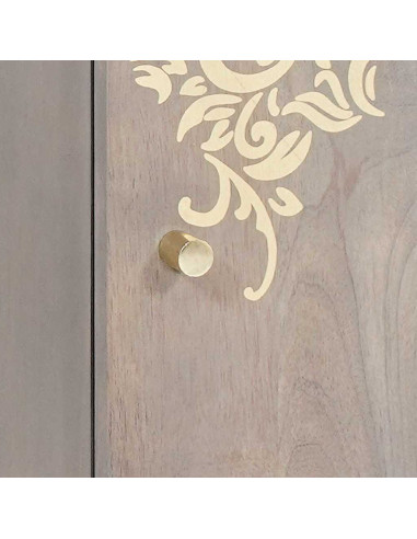 Credenza Grigio e Oro 40 x 33.5 x 75 cm Legno massello di mango