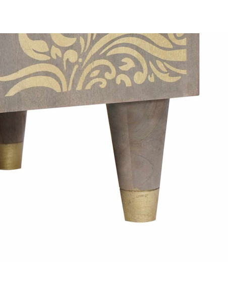 Credenza Grigio e Oro 60 x 33.5 x 75 cm Legno massello di mango