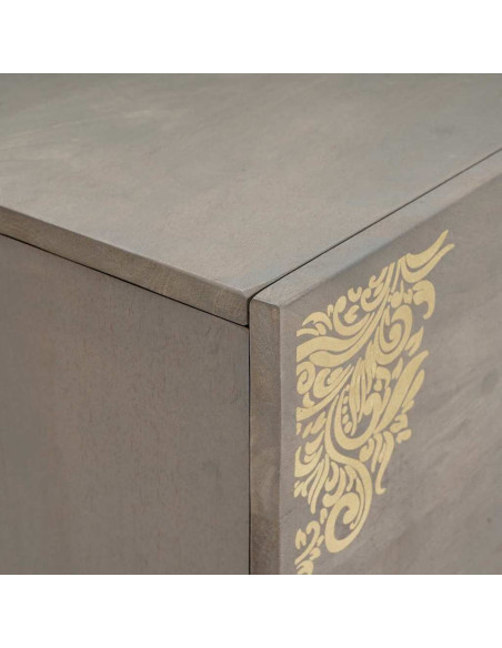 Credenza Grigio e Oro 80 x 33.5 x 75 cm Legno massello di mango