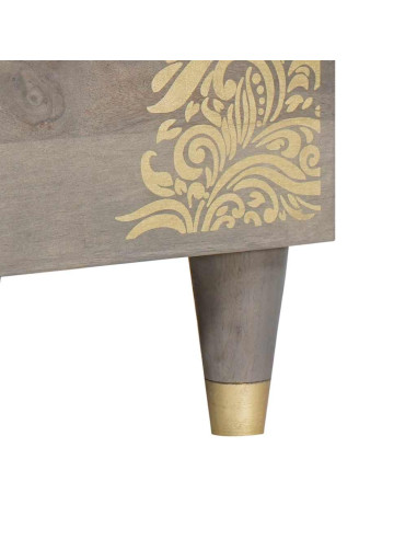Credenza Grigio e Oro 80 x 33.5 x 75 cm Legno massello di mango