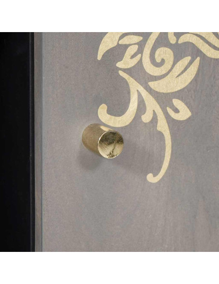 Credenza Grigio e Oro 90 x 33.5 x 75 cm Legno massello di mango