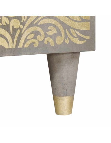 Credenza Grigio e Oro 90 x 33.5 x 75 cm Legno massello di mango