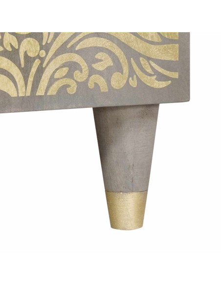 Credenza Grigio e Oro 90 x 33.5 x 75 cm Legno massello di mango