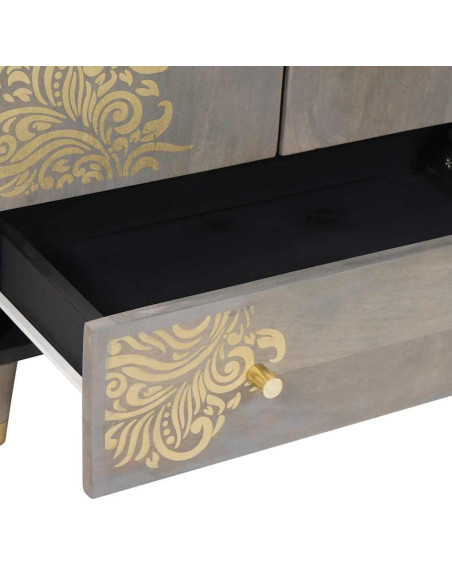 Credenza con lo scaffale Grigio e Oro 60 x 33.5 x 100 cm