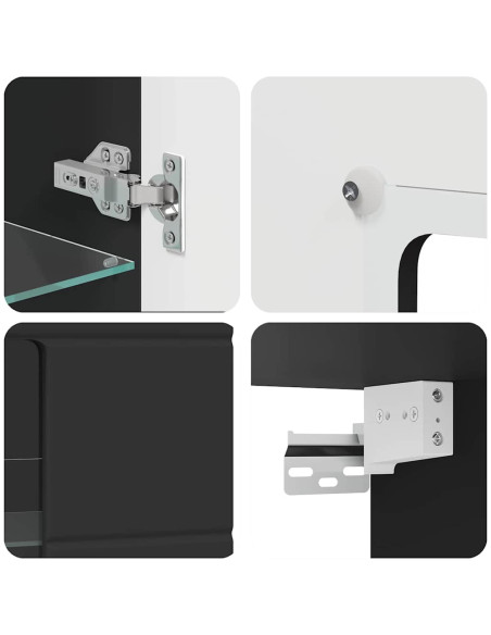 Mobile a muro con porta Nero 55 x 29 x 100 cm Legno multistrato