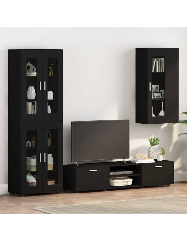 Mobile a muro con porta Nero 55 x 29 x 100 cm Legno multistrato