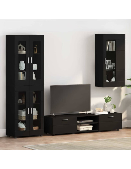 Mobile a muro con porta Nero 55 x 29 x 100 cm Legno multistrato