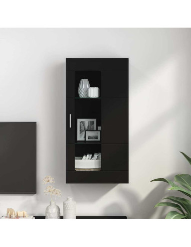 Mobile a muro con porta Nero 55 x 29 x 100 cm Legno multistrato