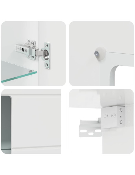 Mobile a muro Bianco lucido 55 x 29 x 100 cm Legno multistrato