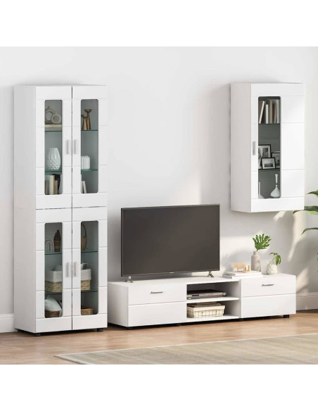 Mobile a muro Bianco lucido 55 x 29 x 100 cm Legno multistrato