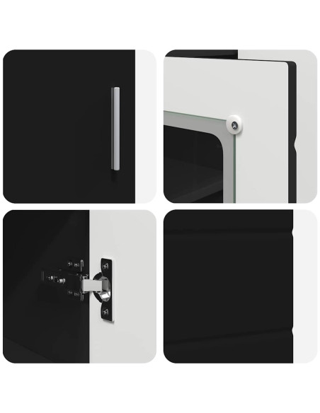 Credenza con porta Nero 55.5 x 29 x 100 cm Legno multistrato