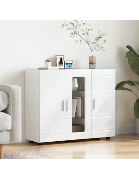 Credenza Bianco lucido 55.5 x 29 x 100 cm Legno multistrato