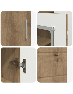 Credenza con lo scaffale rovere artigianale 55.5 x 29 x 100 cm 2