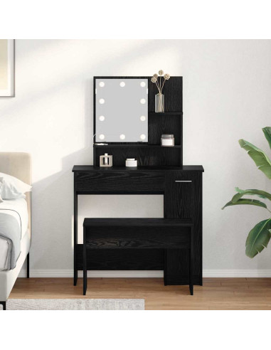 Set Tavolo da Trucco Rovere nero 86.5 x 35 x 136 cm