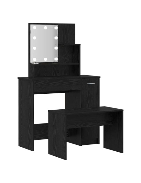 Set Tavolo da Trucco Rovere nero 86.5 x 35 x 136 cm