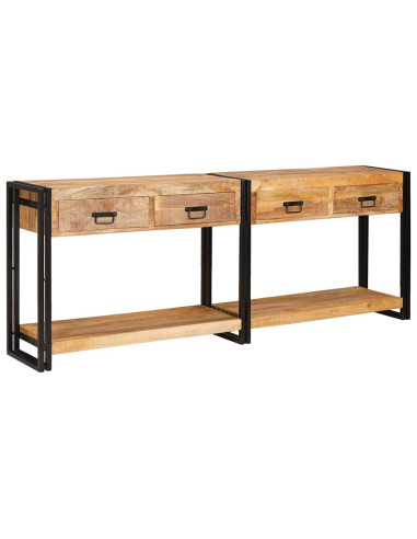 Tavolo consolle 2 pcs Marrone Legno massello di mango ruvido