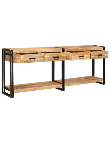 Tavolo consolle 2 pcs Marrone Legno massello di mango ruvido