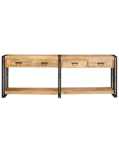Tavolo consolle 2 pcs Marrone Legno massello di mango ruvido