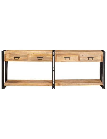 Tavolo consolle 2 pcs Marrone Legno massello di mango ruvido