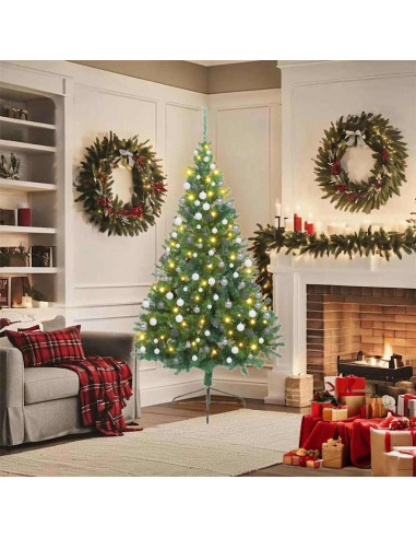 Albero di Natale artificiale preilluminato Verde 180 cm PVC