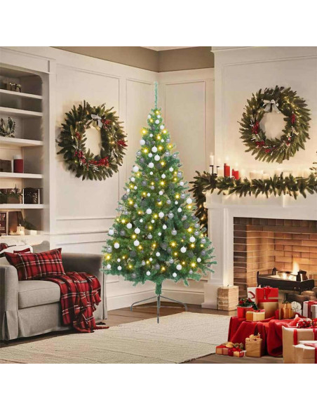 Albero di Natale artificiale preilluminato Verde 180 cm PVC