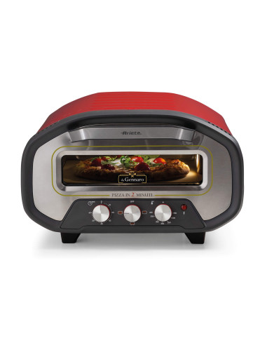Ariete 3901 Da Gennaro, Forno per pizza, 2200W, Temperatura 430°C, 2 minuti di cottura, Pietra refrattaria, Rosso