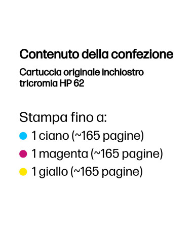 HP Cartuccia originale inchiostro tricromia 62