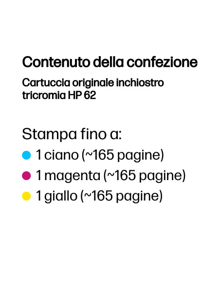 HP Cartuccia originale inchiostro tricromia 62