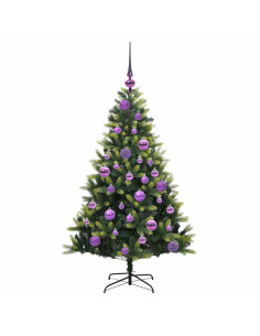 Albero di Natale Artificiale Pieghevole 150 LED Verde 120 cm