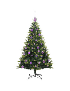 Albero di Natale Artificiale Pieghevole 150 LED 150 cm PVC e PE